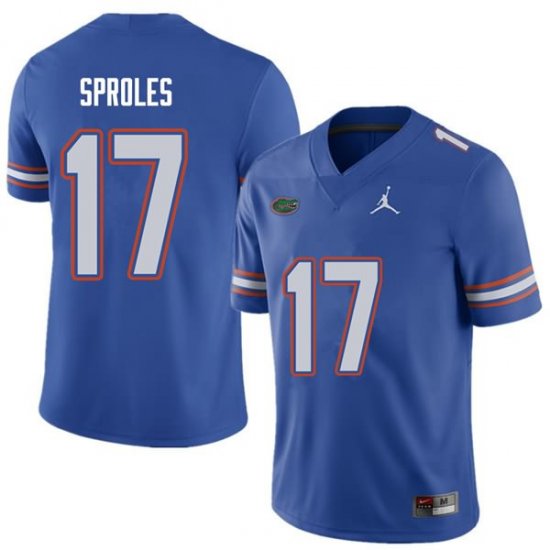 Men's Florida Gators #17 Nick Sproles NCAA Jordan Brand Royal Authentic Stitched College Football Jersey PRM4562QW